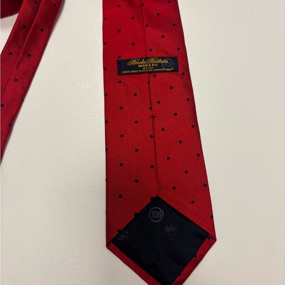 Brooks Brothers Red Silk Tie Navy Dots – USA Made (Factory Second) - Picture 4 of 4